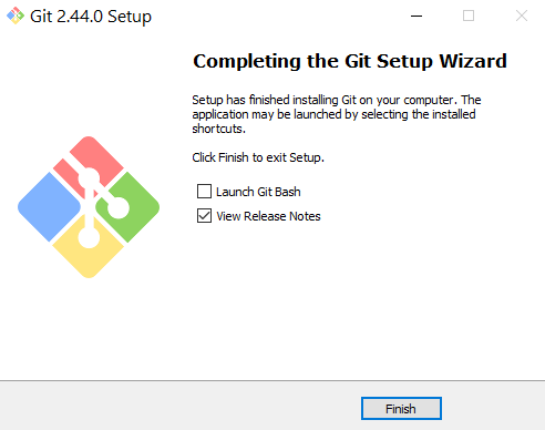 Git Installation complete for Windows